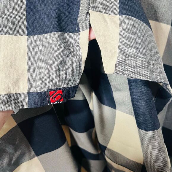 Adidas Black Tan Plaid Check Long Sleeve Button Up Shirt five ten Five Ten Brand - Picture 3 of 12